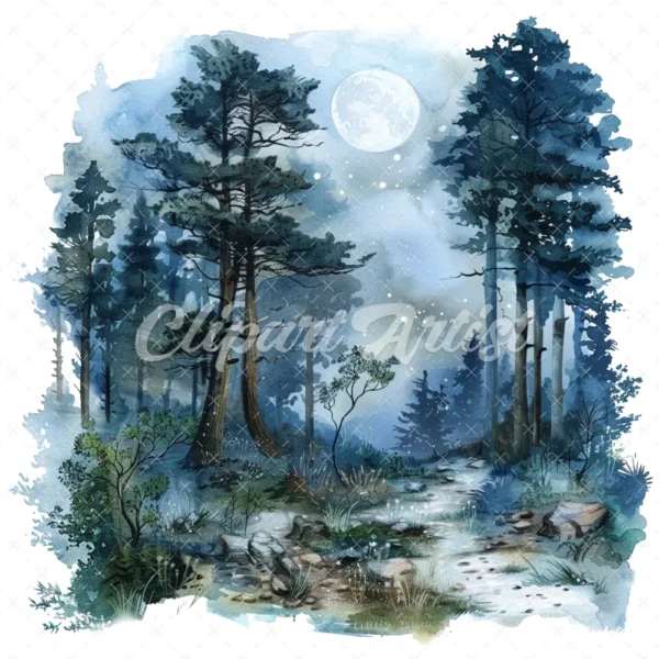 20 High-Quality Enchanted Fairy Forest Clipart - Fairy forest digital watercolor JPG instant download for commercial use - Digital download
