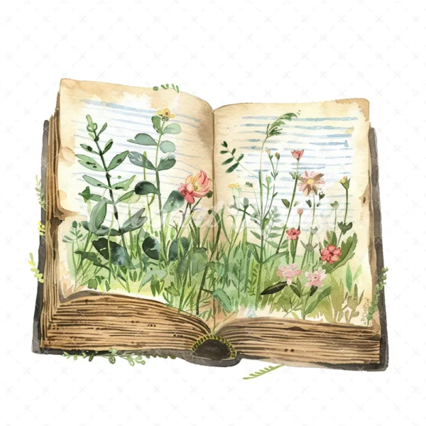 20 High-Quality Forgotten Book Clipart - Forgotten book digital watercolor JPG instant download for commercial use - Digital download