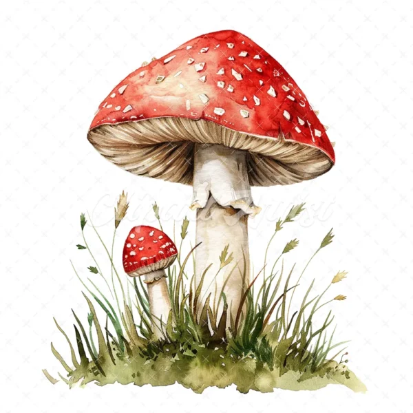 20 High-Quality Clipart - Toadstool digital watercolor JPG instant download for commercial use - Digital download