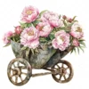 20 High-Quality Peonies Wheelbarrow Clipart - Wheelbarrow digital watercolor JPG instant download for commercial use - Digital download
