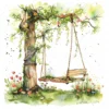 18 High-Quality Tree Swings Clipart - Tree swings digital watercolor JPG instant download for commercial use - Digital download