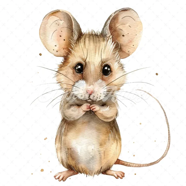 20 High-Quality Cute Mouse Clipart - Cute mouse digital watercolor JPG instant download for commercial use - Digital download