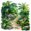 20 High-Quality Jungle Rocky Path Clipart - Jungle rocky path digital watercolor JPG instant download for commercial use - Digital download