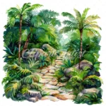 20 High-Quality Jungle Rocky Path Clipart - Jungle rocky path digital watercolor JPG instant download for commercial use - Digital download