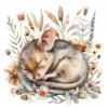 20 High-Quality Mice Sleep In Flower Clipart - Mice sleep digital watercolor JPG instant download for commercial use - Digital download