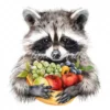 20 High-Quality Cute Fruit Raccoon Clipart - Fruit raccoon digital watercolor JPG instant download for commercial use - Digital download