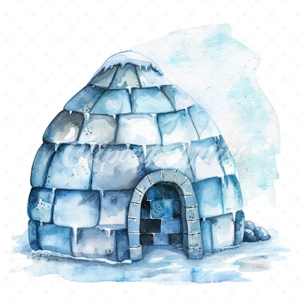 20 High-Quality Igloo Clipart - Snow igloo watercolor JPG instant download for commercial use - Digital download