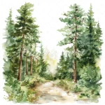 20 High-Quality Forest Trail Clipart - Forest trail landscape watercolor JPG instant download for commercial use - Digital download