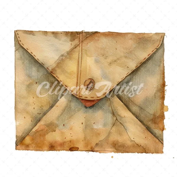 20 High-Quality Antique Letter Envelope Clipart - Letter envelope watercolor JPG instant download for commercial use - Digital download