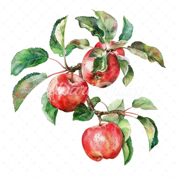 20 High-Quality Apple Branch Clipart - Apple branch watercolor JPG instant download for commercial use - Digital download