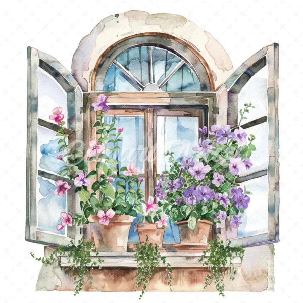 20 High-Quality Victorian Windows Set-1 Clipart - Victorian windows watercolor JPG instant download for commercial use - Digital download