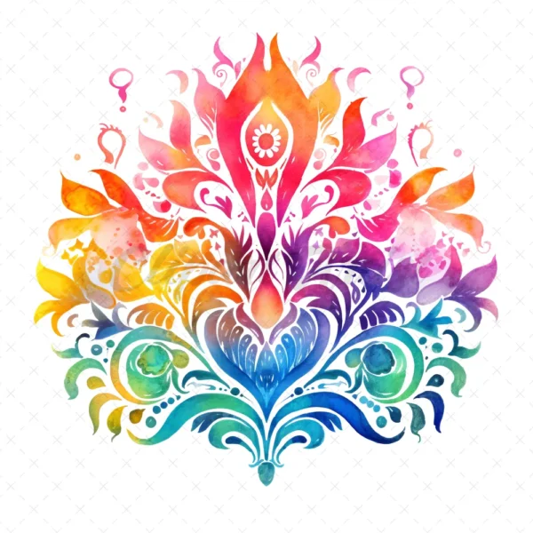 20 High-Quality Rainbow Mehndi Clipart - Rainbow mehndi digital watercolor JPG instant download for commercial use - Digital download