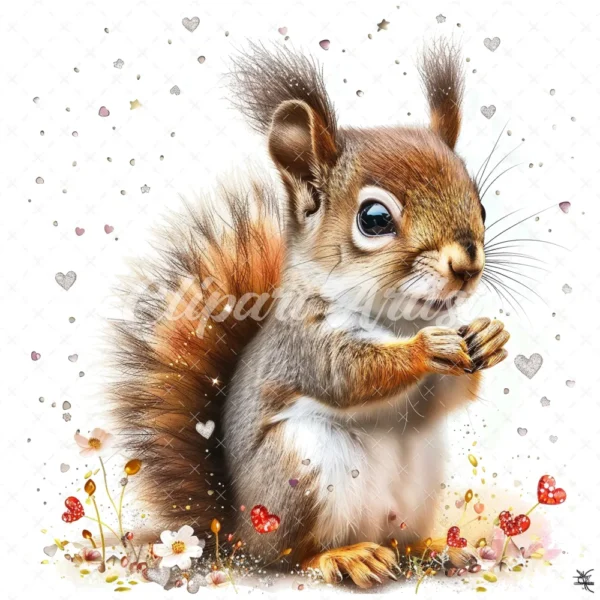 24 High-Quality Cute Baby Squirrel Clipart - Cute baby squirrel digital watercolor JPG instant download for commercial use -Digital download