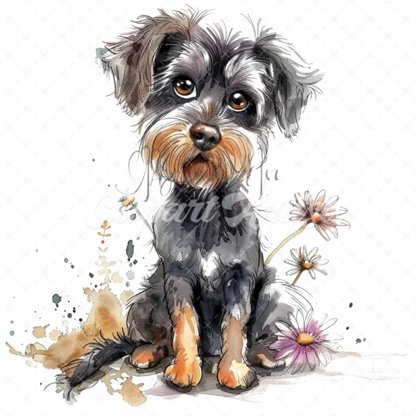 20 High-Quality Crazy Dog Clipart - Quirky crazy cute dog digital watercolor JPG instant download for commercial use - Digital download