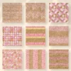 Pink and Gold Glam Glitter Seamless Digital Paper - 60 Scrapbook patterns, Baby shower background, Wedding, Commercial use, Digital download