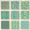 Teal and Gold Seamless Digital Paper - 63 Scrapbook patterns, Teal gold textures, Future journal and cards, Commercial use, Digital download