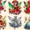 Christmas Fairies PNG Clipart Collection - 25 PNG, Festive fairy graphics png, Holiday magic illustrations, Commercial use, Digital download