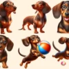 Dachshund PNG Clipart Collection - 28 PNG, Lovable puppy illustrations, Charming dog pet graphics, Commercial use, Digital download