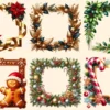 Christmas Frames PNG Clipart Collection - 30 PNG, Festive frame graphics, Holiday borders printable, Commercial use, Digital download