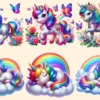 Unicorns PNG Clipart Collection - 26 PNG, Whimsical unicorn graphics, Fairytale inspired printables, Commercial use, Digital download