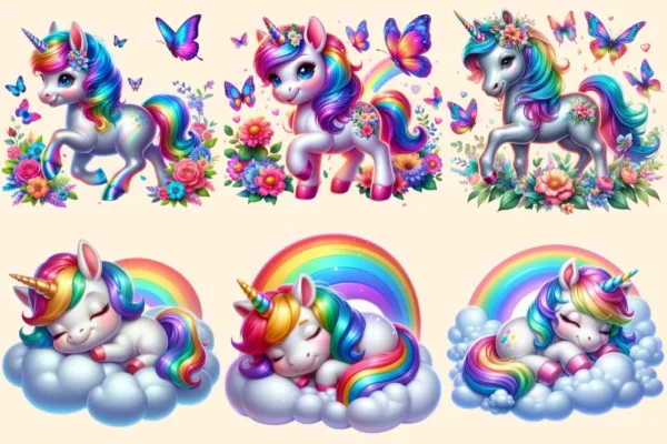 Unicorns PNG Clipart Collection - 26 PNG, Whimsical unicorn graphics, Fairytale inspired printables, Commercial use, Digital download