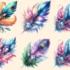 Feathers PNG Clipart Collection - 31 PNG, Artistic feather illustrations, Elegant printables, Commercial use, Digital download