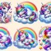 Unicorns (P-2) PNG Clipart Collection - 25 PNG, Whimsical unicorn graphics, Fairytale inspired printables, Commercial use, Digital download