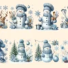 Blue Snowman PNG Clipart Collection - 38 PNG, Winter snowman graphics, Festive printable designs, Commercial use, Digital download