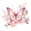 20 High-Quality Pink Floral Butterfly Clipart - Pink butterfly digital watercolor JPG instant download for commercial use - Digital download