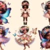 Little Fairies PNG Clipart Collection - 28 PNG, Black fairy graphics, African heritage magic art, Commercial use, Digital download
