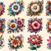 Mexican Flowers PNG Clipart Collection - 58 PNG, Cultural themed illustration, Colorful floral art, Commercial use, Digital download
