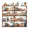 20 High-Quality Book Shelves Clipart - Book shelves digital watercolor JPG instant download for commercial use - Digital download