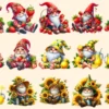 Summer Gnomes PNG Clipart Collection - 70 PNG, Bright summer gnome illustration, Cheerful printables, Commercial use, Digital download