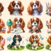 Cavalier King Charles Spaniel PNG Clipart Collection - 53 PNG, Charming dog illustrations, Spaniel art, Commercial use, Digital download