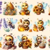 Bee PNG Clipart Collection - 72 PNG, Busy honeybee illustrations, Cute bee printables, Commercial use, Digital download