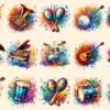 Musical Instruments PNG Clipart Collection - 65 PNG, Colorful music graphics, Instrument printables, Commercial use, Digital download