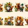 Gnomes With Cows PNG Clipart Collection - 40 PNG, Quirky gnome and cow graphics, Farmhouse prints, Commercial use, Digital download