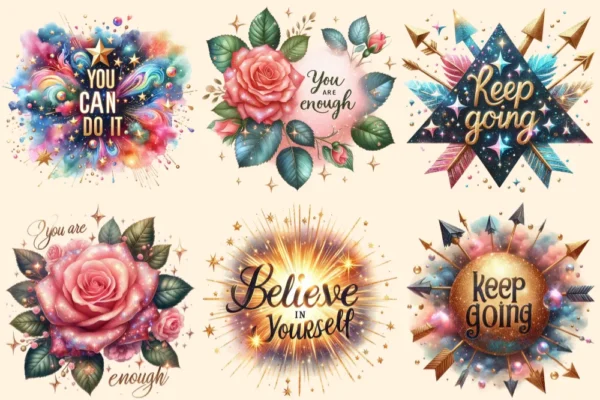 Inspirational Quotes PNG Clipart Collection - 28 PNG, Uplifting graphics, Inspirational quotes art, Commercial use, Digital download