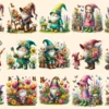 Spring Gnomes PNG Clipart Collection - 68 PNG, Wildflower gnome graphics, Spring garden printables, Commercial use, Digital download