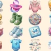 Baby Shower PNG Clipart Collection - 80 PNG, Adorable kids' party illustrations, Festive printables, Commercial use, Digital download
