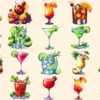 Cocktails PNG Clipart Collection - 96 PNG, Colorful beverage illustrations, Bar themed printables, Commercial use, Digital download