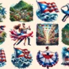 Puerto Rico (P-2) PNG Clipart Collection - 58 PNG, Tropical travel illustrations, Puerto rico island prints, Commercial use,Digital download