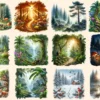 Forest Landscapes PNG Clipart Collection - 53 PNG, Peaceful woodland illustrations, Nature printable, Commercial use, Digital download