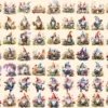 Gnomes Watercolor Clipart Bundle - 520+ transparent PNG, Enchanted gnome graphics png, Storybook gnome png, Commercial use, Digital download