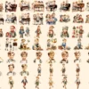 Retro Kids Watercolor Clipart Bundle - 470+ transparent PNG, Nostalgic kids art, Childhood vintage images, Commercial use, Digital download