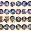 Celestial Owls Watercolor Clipart Bundle - 215+ transparent PNG, Galaxy night images, Mystical fantasy art, Commercial use, Digital download