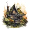 20 High-Quality Swamp Witch Houses Clipart - Witch houses digital watercolor JPG instant download for commercial use - Digital download