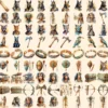 Ancient Egypt Watercolor Clipart Bundle - 770+ transparent PNG, Egyptian illustrations, Pharaohs graphics, Commercial use, Digital download