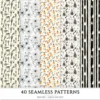 Creepy and Cozy Seamless Patterns, Autumn halloween JPEG, Skeleton pattern, Bat, Spider web, Raven repeating pattern,Digital scrapbook paper