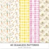 Happy Easter Seamless Patterns, Cozy floral easter JPEG, Checkered plaid pattern, Easter bunnies repeating pattern, Digital scrapbook paper